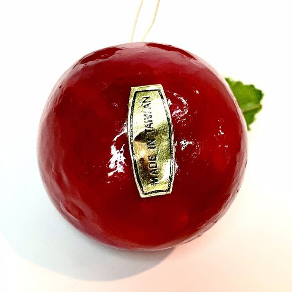 4 Vintage Shiny Red Apple Christmas Ornaments Holiday Country Orchard Teacher - Picture 4 of 8